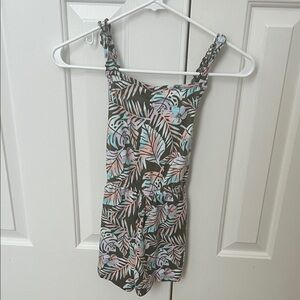 SO Kids Tropical Leaf Print Romper - Pink, Blue, Green